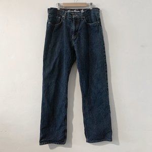 Eddie Bauer Straight Leg Relaxed Red Plaid Flannel Lined Jeans - 32x32